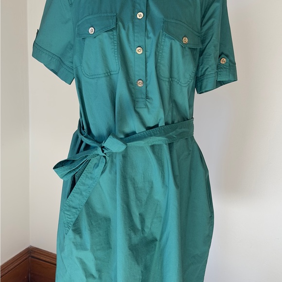 Talbots Green ☘️ POPLIN UTILITY SHIRTDRESS Size 16 ☘️ - Picture 2 of 8
